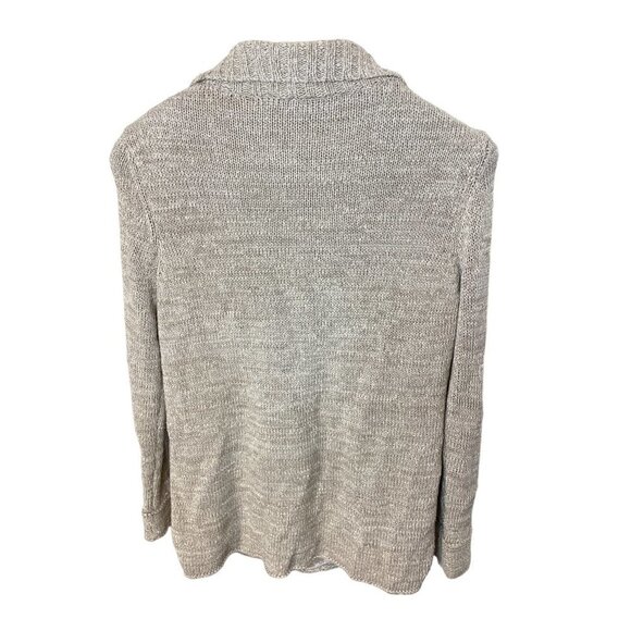 Coldwater Creek Brown Knotted Satin Lined Hook and Loop Cardigan Sweater - Picture 2 of 10